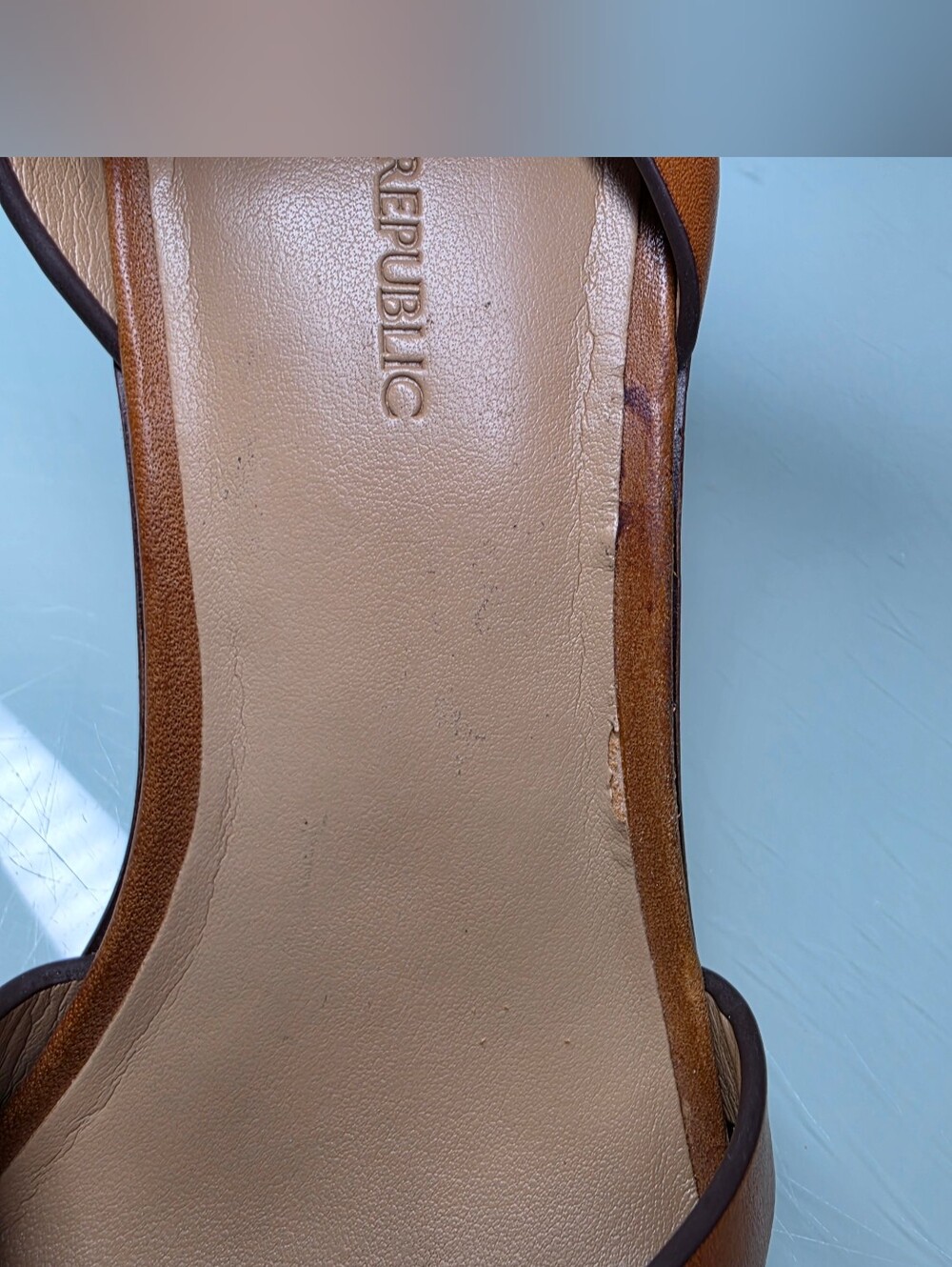 Banana Republic Brown Leather Block Heel Sandals Size 8.5 - Picture 7 of 9